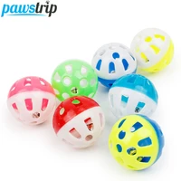 10pcslot plastic pet cat toys with small bell diameter 3 5cm colorful ball toy