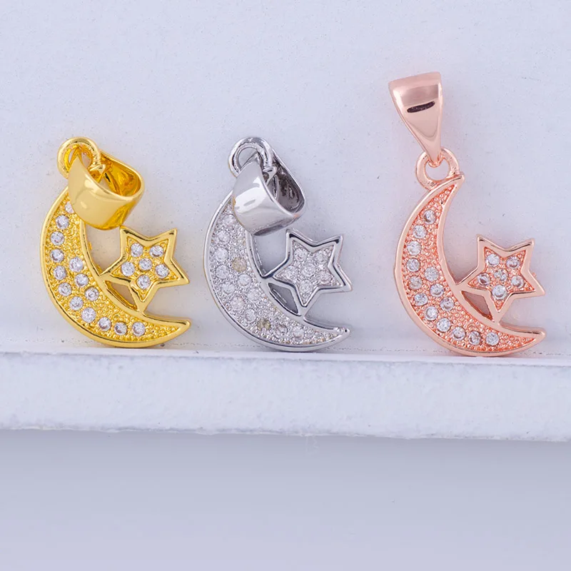 Фурнитура для бижутерии сделай сам медные Подвески в виде звезды Луны модная