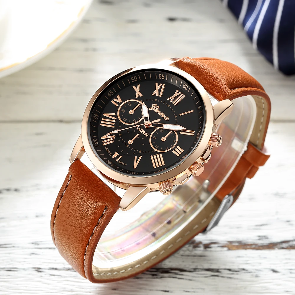 Men Business Watch Fashion Simple Style Cheap but Exquisite Leather Strap Wrist Geneva Movement Male Clock Dropshipping | Наручные часы