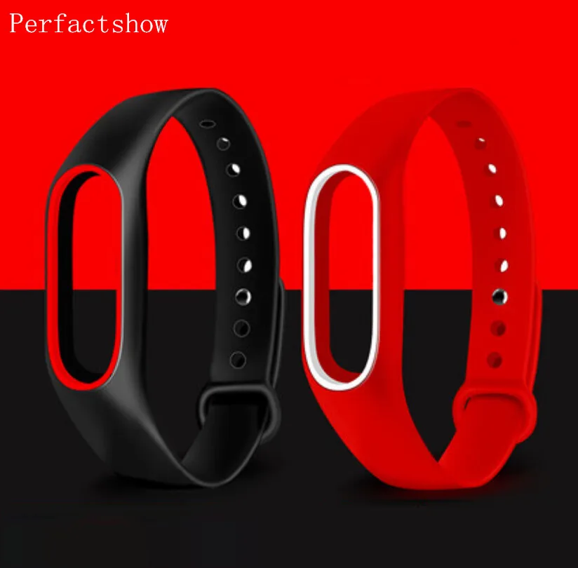 Силиконовый браслет MiBand 2 двухцветный сменный ремешок для оригинального Xiaomi Mi band