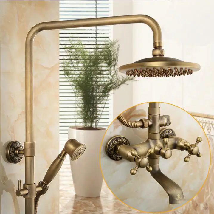 Бесплатная доставка роскошный новый античный латунный набор для Дождевого душа