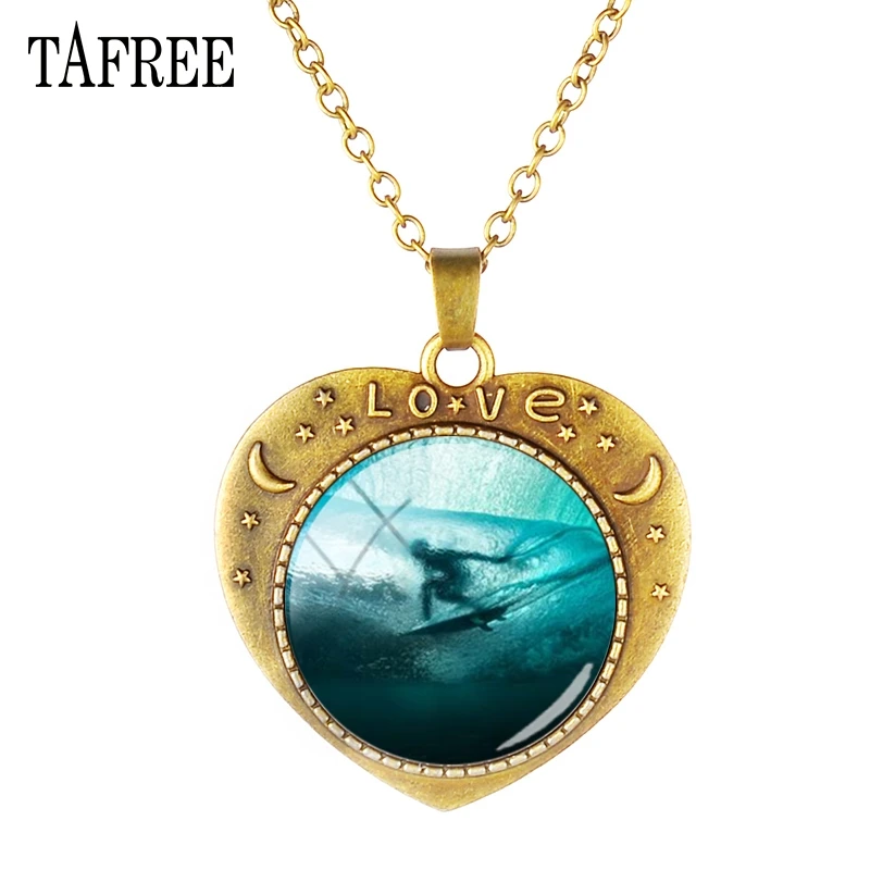 TAFREE винтажное ожерелье в форме сердца для серфинга влюбленных Пляжное