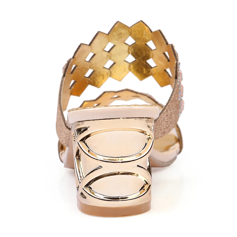 Женские вечерние босоножки Ekoak на высоком каблуке с вырезами стразы летняя обувь