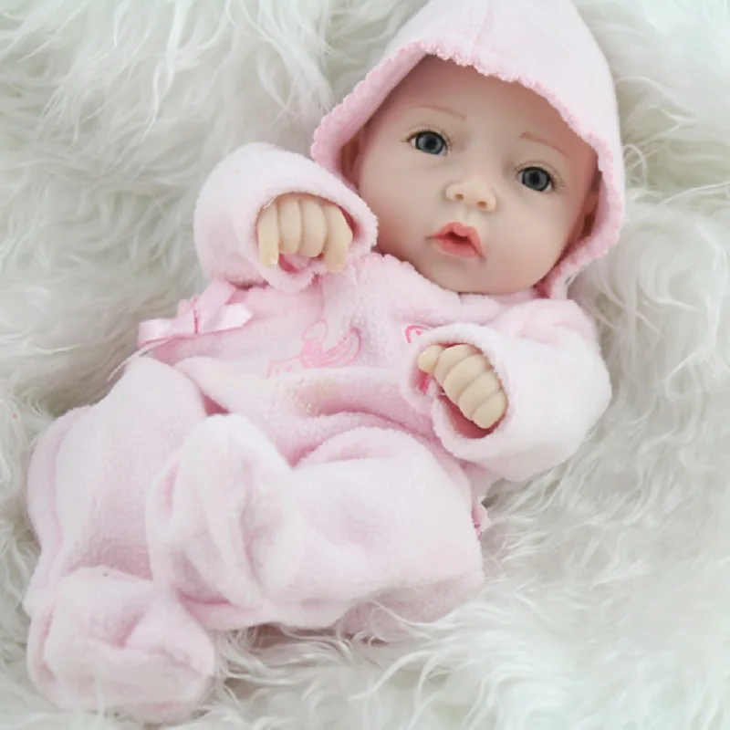 

28cm Reborn Baby Doll Soft Silicone Lifelike Toy Gift for Children Christmas Presents Blue Pink Lovely Doll Toy