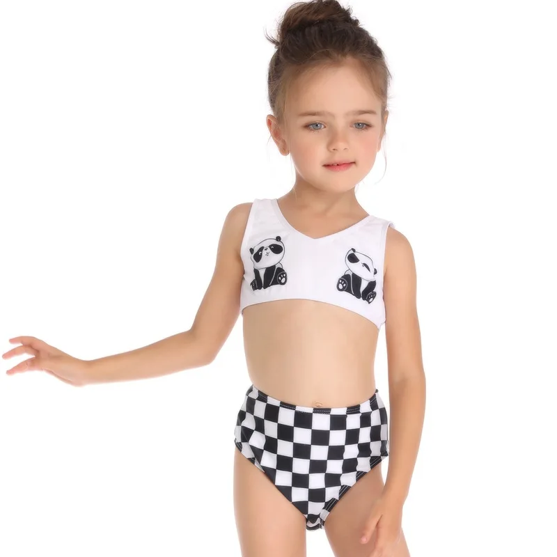 Купальный костюм из двух предметов для мамы и дочки купальный в клетку с