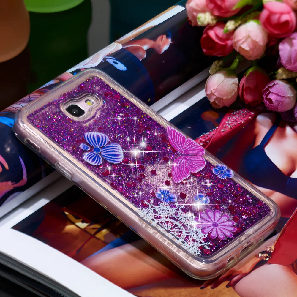 Блестящий Мягкий чехол для Samsung Galaxy J5 Prime милый с динамической жидкостью задней