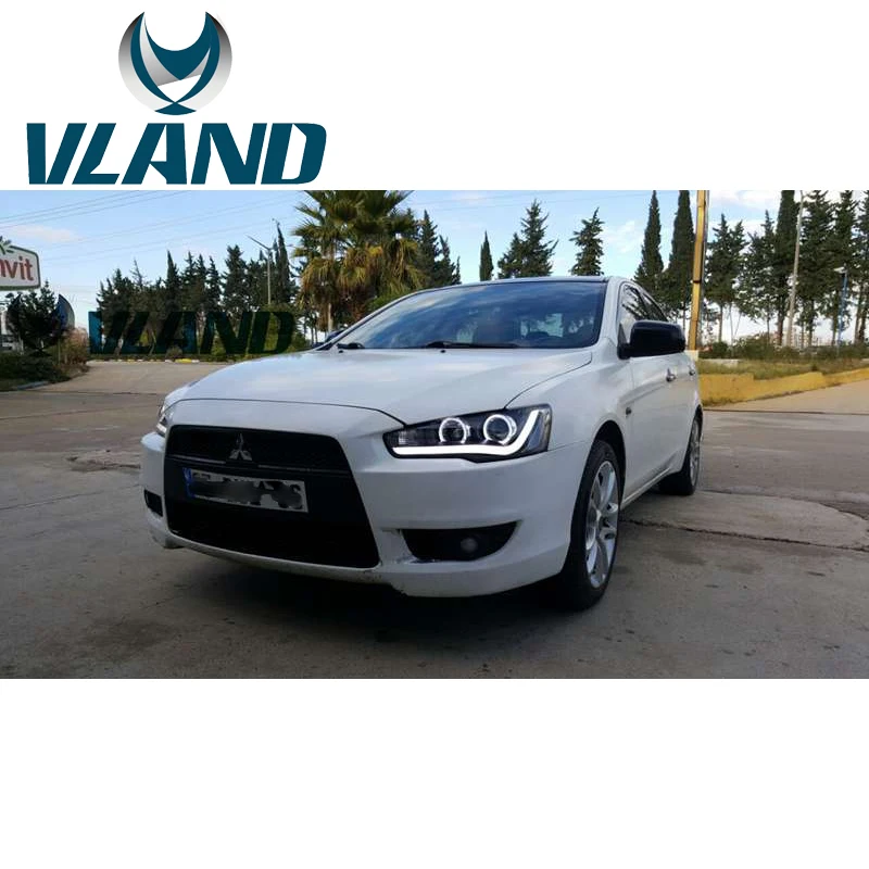 VLAND светодиодный Автомобильная фара в сборе для Lancer EX/EVO 2008 2009 2010 2012 с биксеноновым объективом+ глаза ангела+ подключи и играй