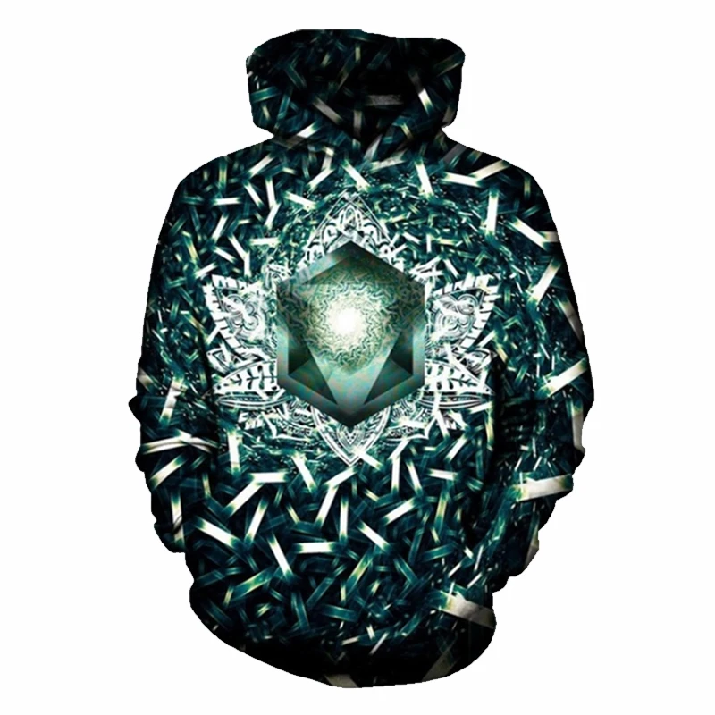 CJLM мужские толстовки зеленого цвета 2018 Новая мода 3d принт Psychedelic призмы с