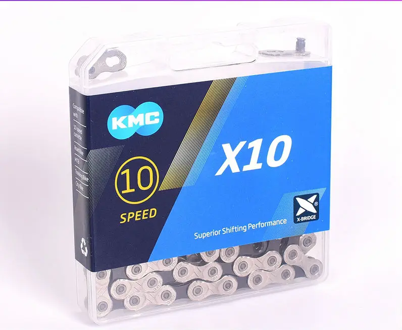 Новая оригинальная коробка KMC X10 X10.93 MTB цепь для дорожного велосипеда 116L 10 цепь для скоростного велосипеда волшебная кнопка горный велосипед цепь запчасти