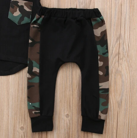 Камуфляжная футболка для маленьких мальчиков 2 предмета Комплект одежды: Топ +