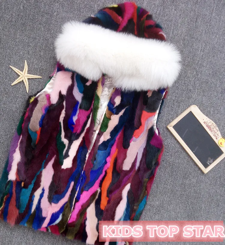 Бесплатная UPS 100% мех норки детские меховые пальто белое с капюшоном для мальчиков