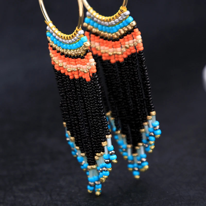 Banny розовый ручной работы бисер кисточкой серьги для Для женщин Красочные