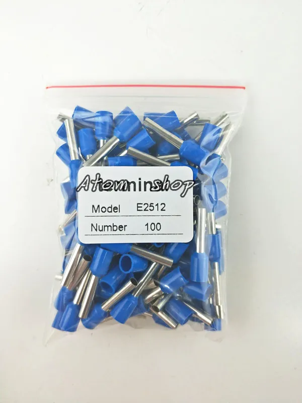 100 шт. E2512 14 AWG 2.5mm2 изолированный конец шнура клеммный блок провода наконечники