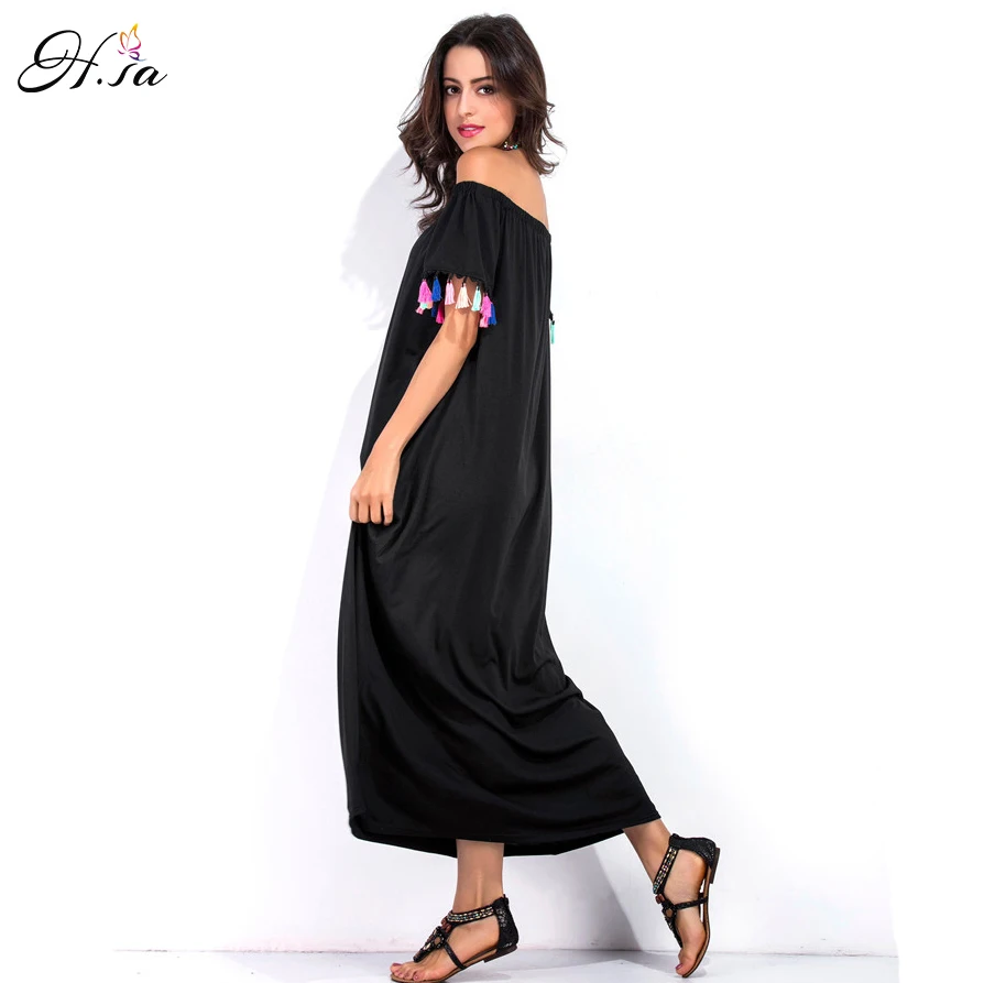 H. SA Лето Boho Стиль Женщины Длинные Платья Макси С Плеча свободные Негабаритных