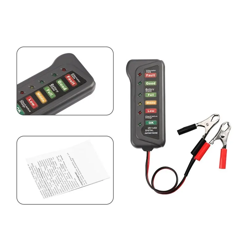 

With 6 LED Light Display Battery Tester Digital Capacity Tester Checker For 12V Battery Power Supply Tester Measuring Instrument