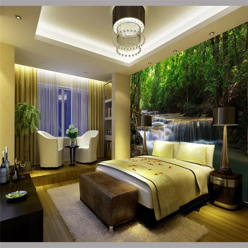 Обои для студийной фотосъемки с изображением деревьев и горного потока