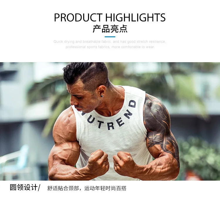 New fashion cotton sleeveless shirts tank top men Fitness shirt mens singlet Bodybuilding workout gym vest fitness men