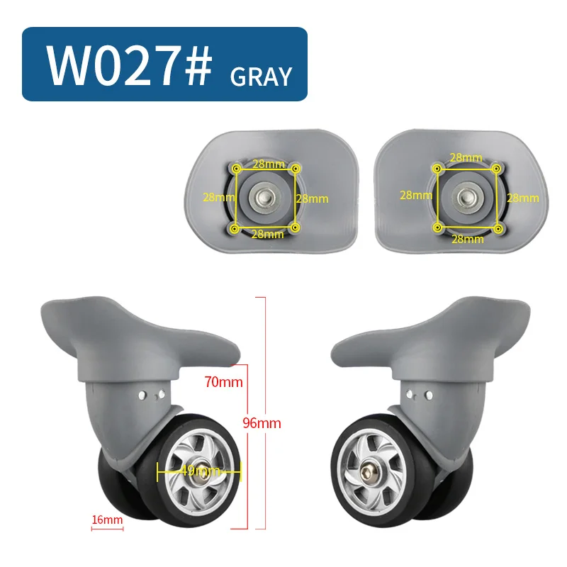 W027(2 Wheels)Gray 14-30 дюймов Чехол для костюма на колесиках, универсальные аксессуары для багажа, чехол для костюма на колесиках, запчасти, высокое качество, чехол на колесиках, ролики - Цвет: W027(2 Wheels)Gray