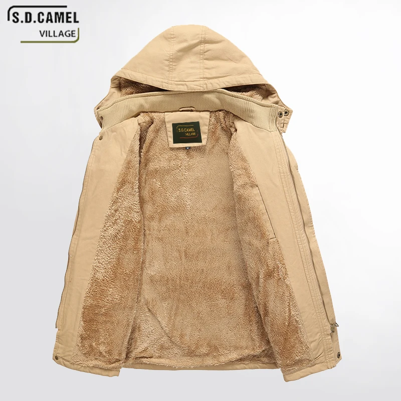 S.D.CAMEL VILLAGE 2017 new winter jacket men's coat brand clothes Thick Cotton Mens Hooded Parka Jackets Coat | Мужская одежда