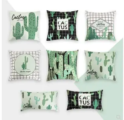 

green cactus cushion cover pillowcase car bed headrest cover for waist pillow covers