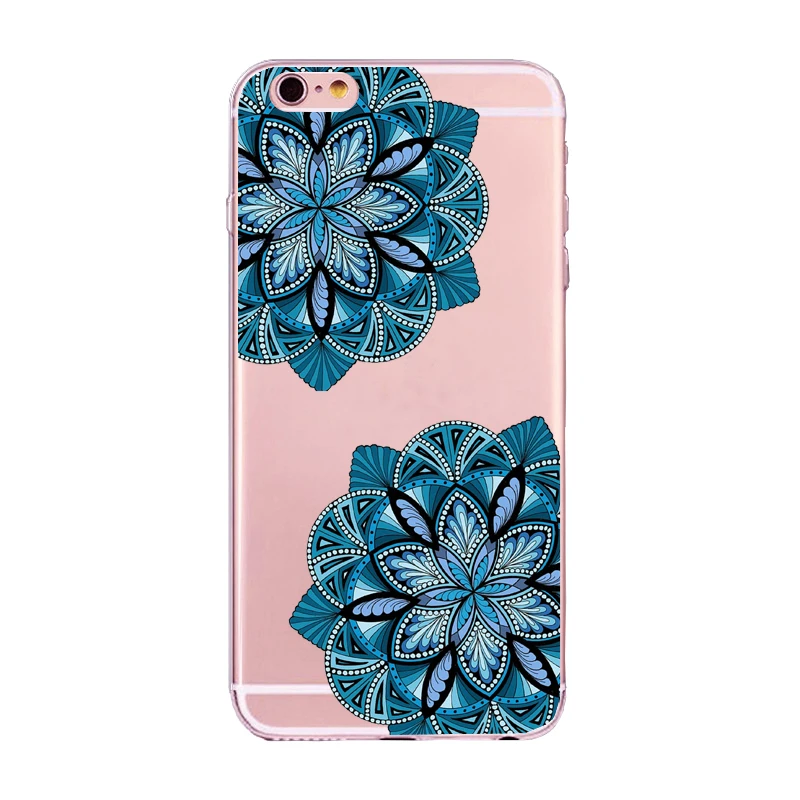 Patterned Phone Case For iPhone 6 6S 7 8 Plus X 5 5S SE Transparent Floral Paisley Flower Mandala Henna Silicone Soft Cover |