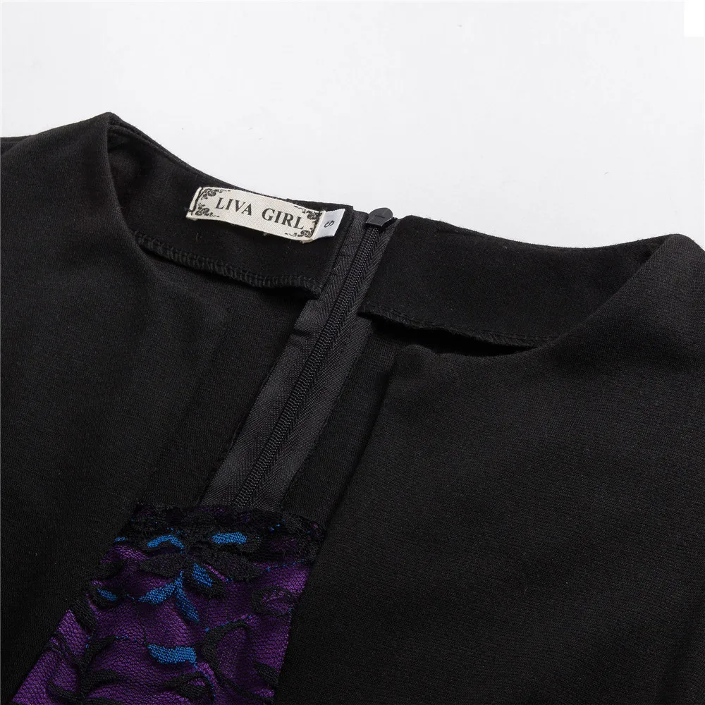 Кружевное платье XXXL размера плюс черный; из лоскутков; женская офисная одежда весна-осень Mujer юбки-карандаш с принтом Винтаж Для женщин Вечеринка платье