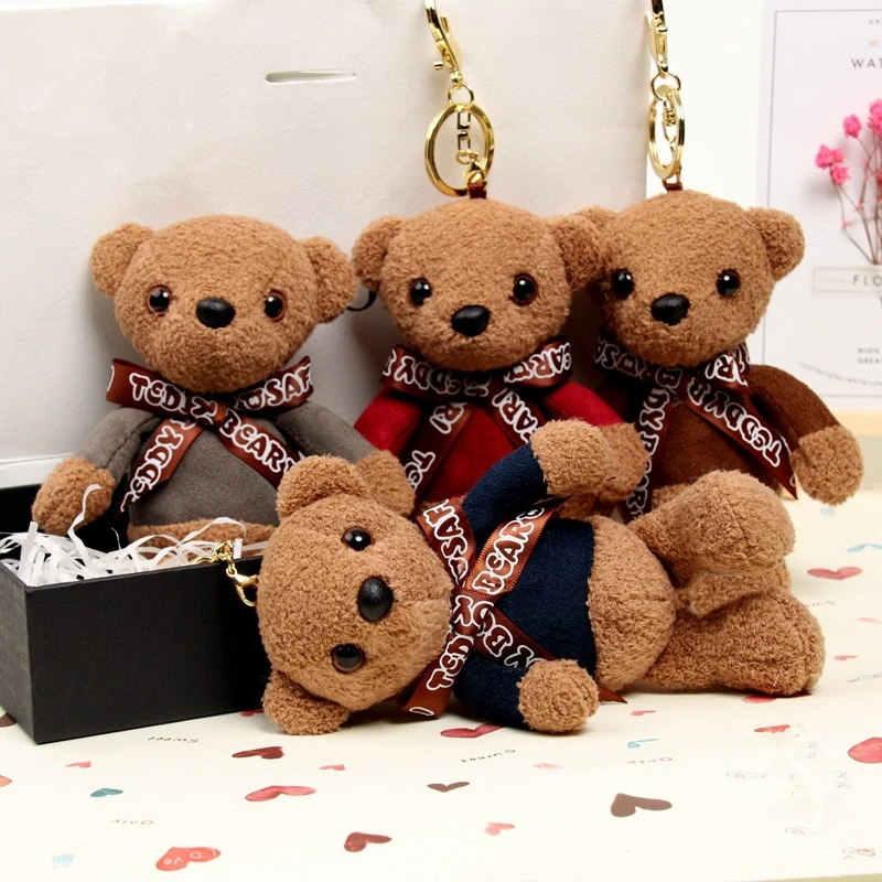 Teddy Bear модные плюшевые куклы брелок для ключей кольцо женщина цепочек из