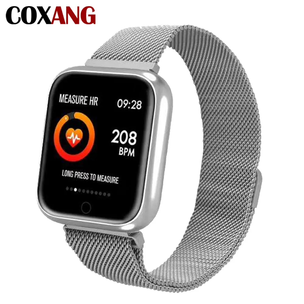 COXNAG P70 Смарт-часы 1,3 дюймов ips цветной экран IP68 профессиональный водонепроницаемый кровяное давление фитнес часы для Android IOS Apple - Цвет: Silver