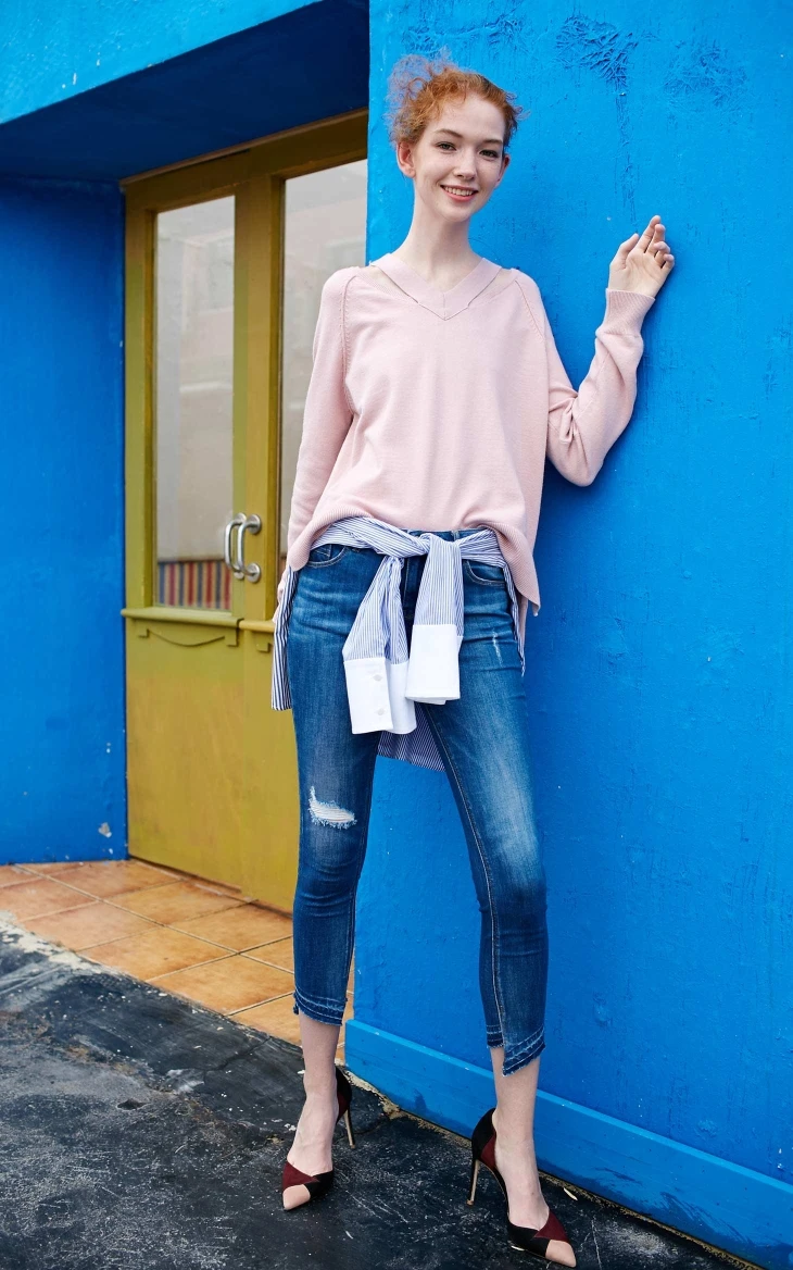 Vero Moda тонкий свитер женский полый уличная одежда рукав чистый вязаный свитер для женщин | 318313504