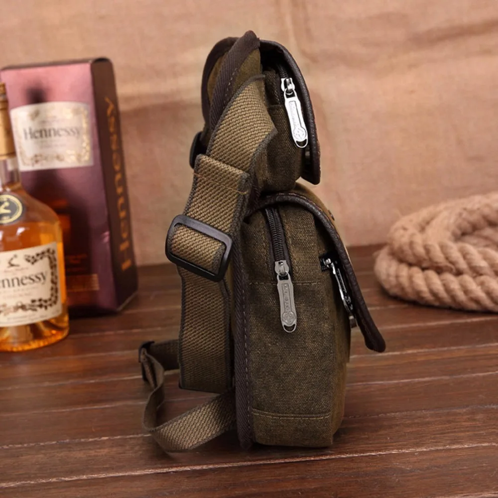 Сумка поясная Мужская холщовая в стиле милитари для езды на мотоцикле |