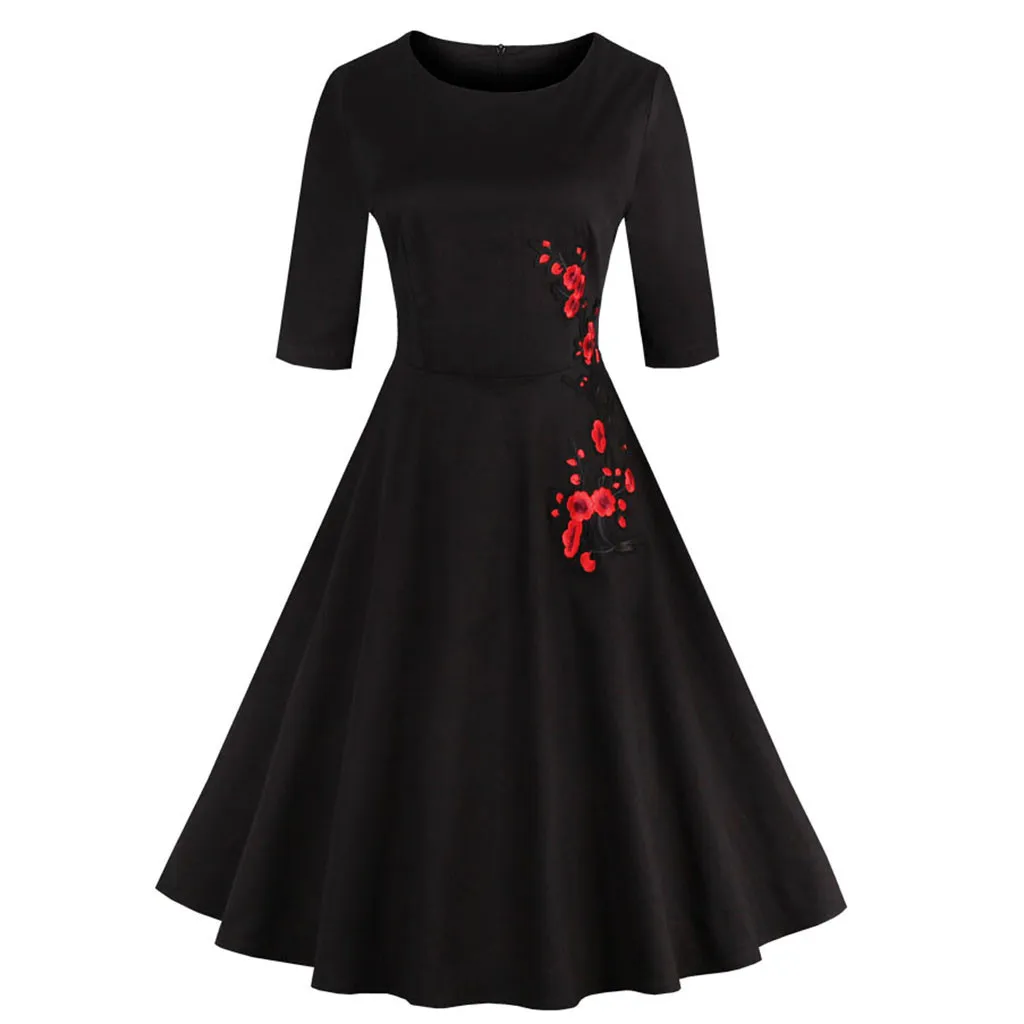 Womens Fashion Plus Size Vintage Half Sleeve Appliques Party Dress women dresses summer 2019 party vestidos de verano #3 | Женская