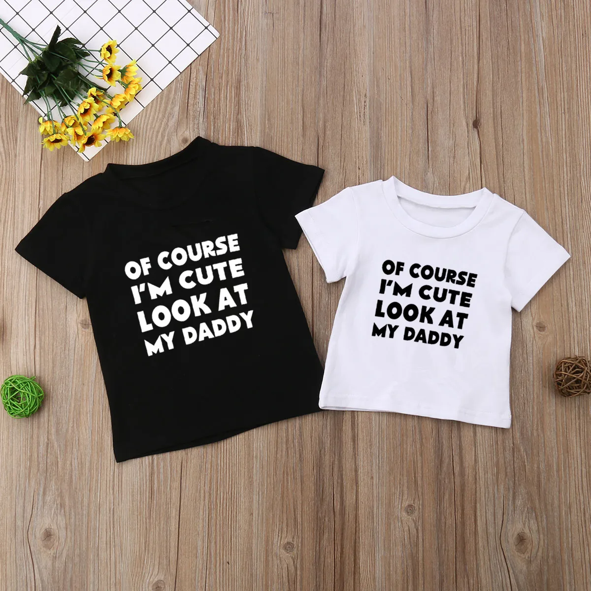 Одежда для маленьких мальчиков и девочек I'M CUTE LOOK AT MY DADDY летняя тонкая хлопковая