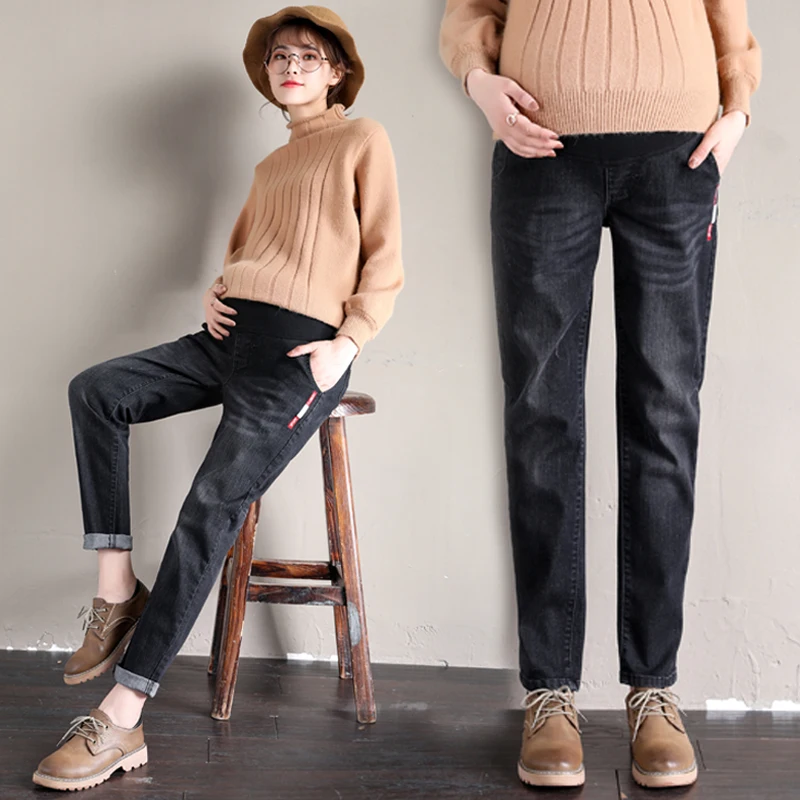 Clothes For Pregnant Women Maternity Jeans Stretch Denim Nursing Trousers Elastic Waist Adjustable Pregnancy Pants 2 Color | Мать и
