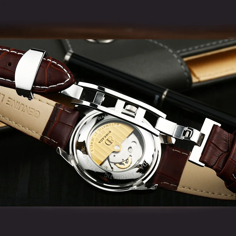 BINKADA часы мужские Relogio Masculino Механические Часы стальные водонепроницаемые