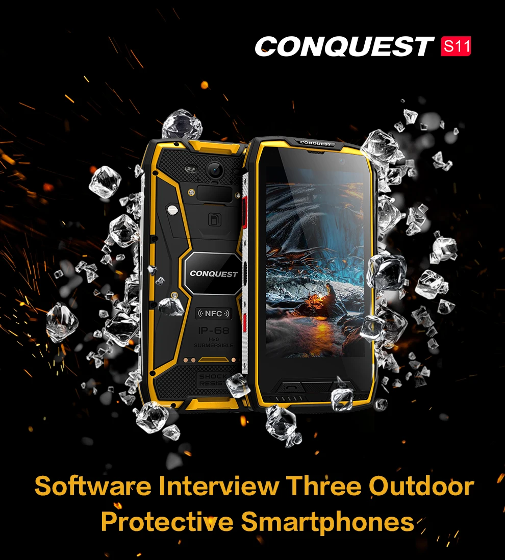 Прочный водонепроницаемый ударопрочный смартфон Conquest S11 MT6757V 6 ГБ 128 Гб 5 дюймов 7000 мАч Магнитная Зарядка Android 7,0 NFC мобильный телефон