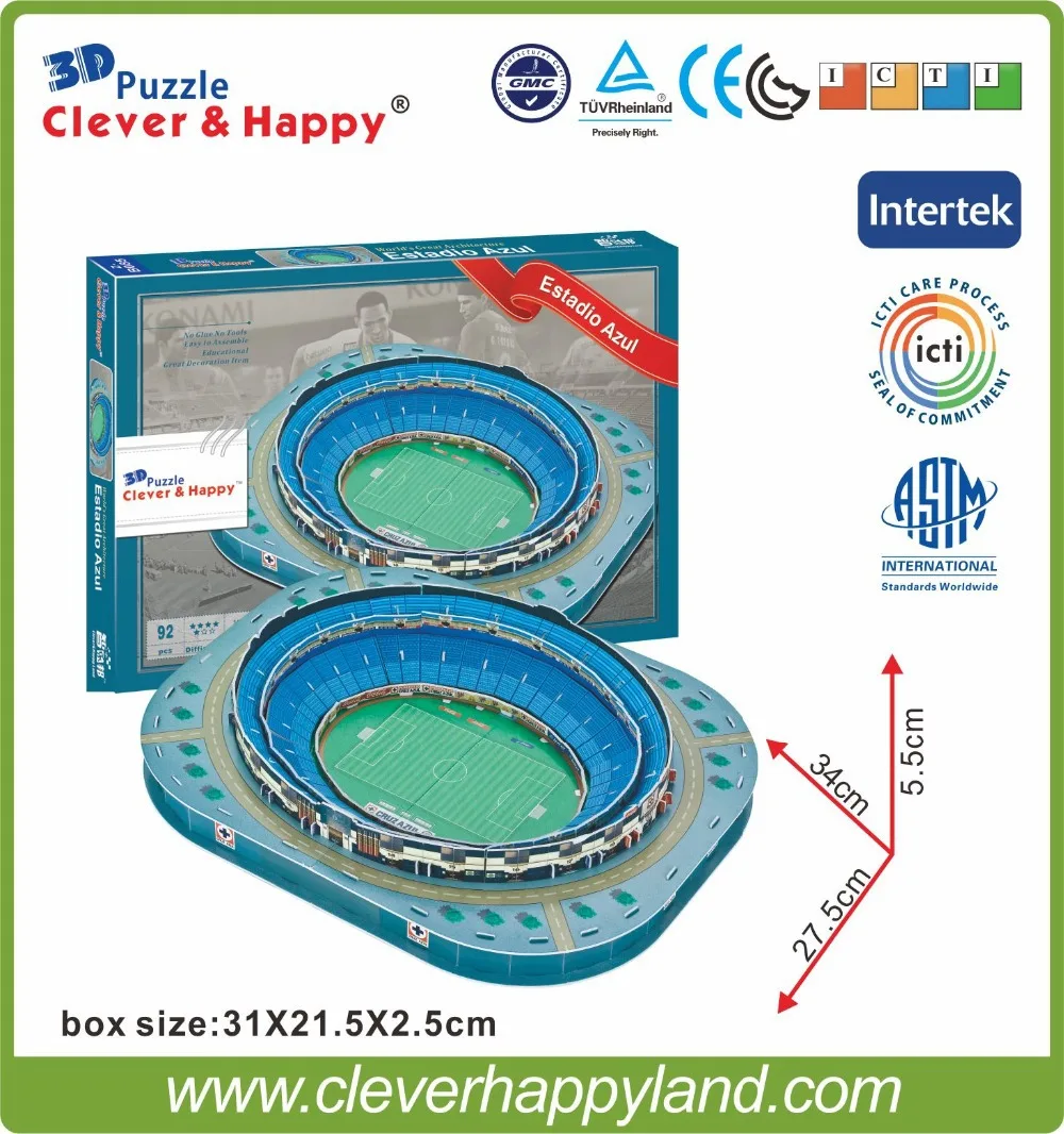 2015 Новый умный и счастливый бумажный 3D пазл модель Мехико Estadio Azul футбольный мяч