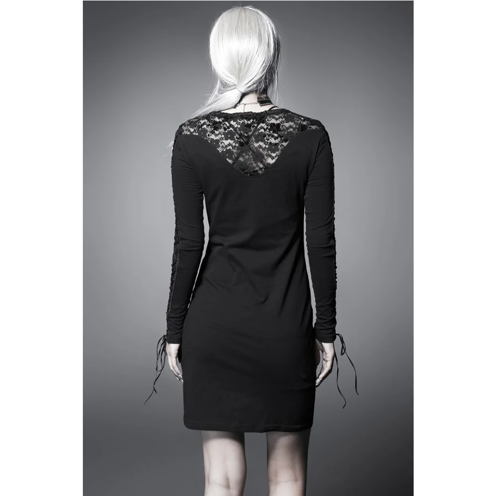 Последний! Готическое сексуальное кружевное черное платье в стиле панк женское