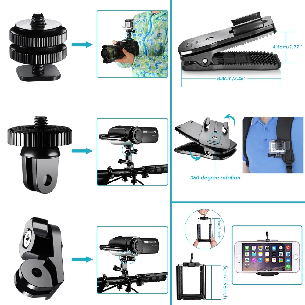 Комплект аксессуаров для GoPro Hero4 Session Hero1 2 3 + 4 SJ4000 5000 6000 7000 Sony Sports DV Eken H9 R yi|Чехлы