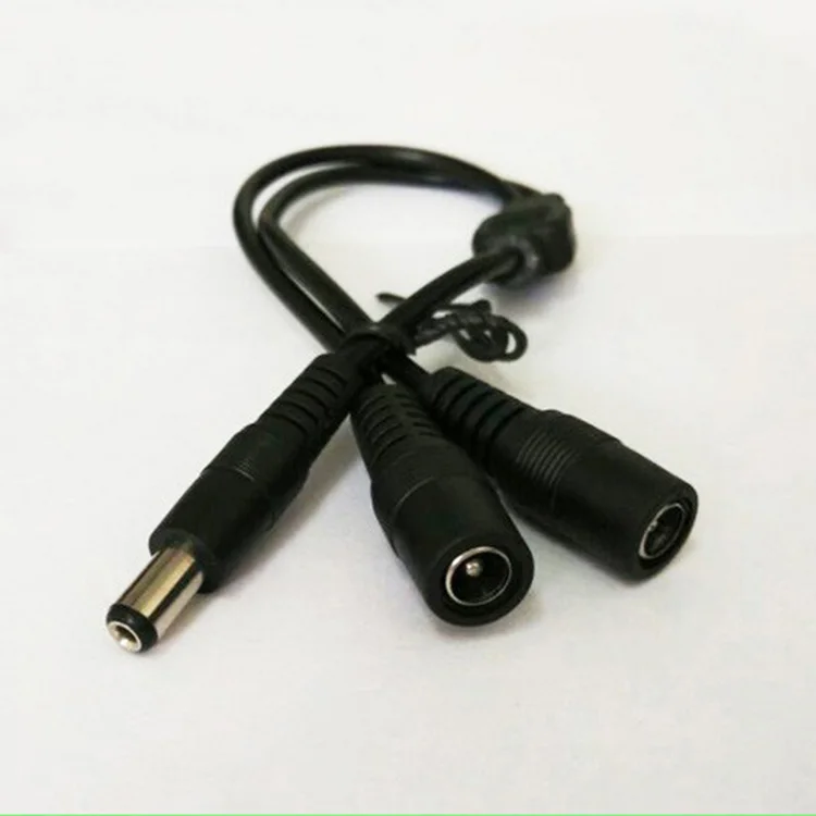 Factory Price! 3A/2464/22AWG Copper Cord DC5.5x2.1 Jack Male to Double Female Connector Power Cable for CCTV DVR Camera Security |