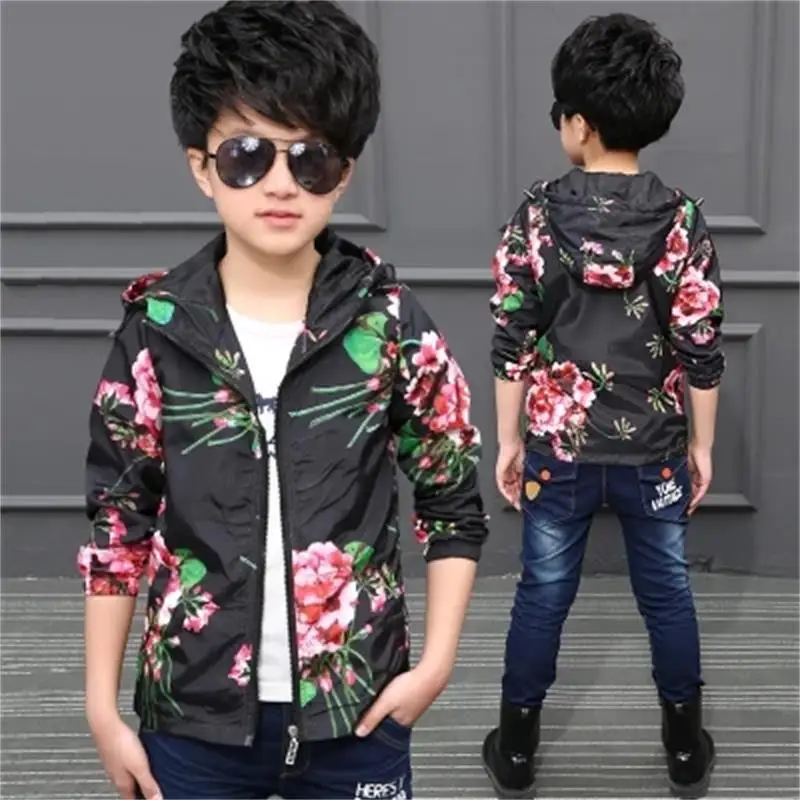 

2018 spring and summer new boy sports hooded jacket new boy printing children's wear jacket 3-14T