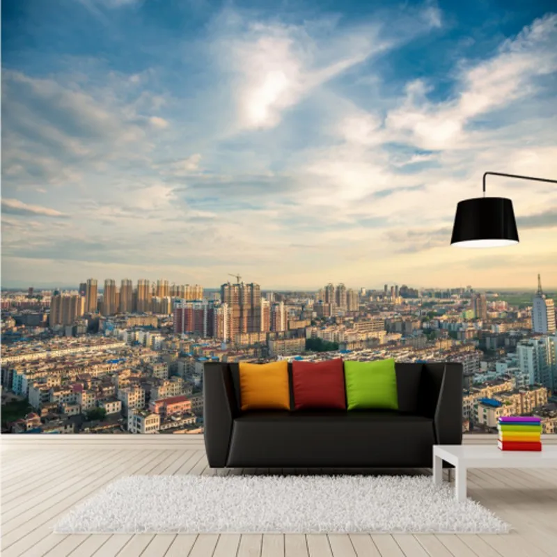 

photo wallpaper 3D stereo Modern urban architecture high rise mural TV wall living room bedroom custom wallpaper