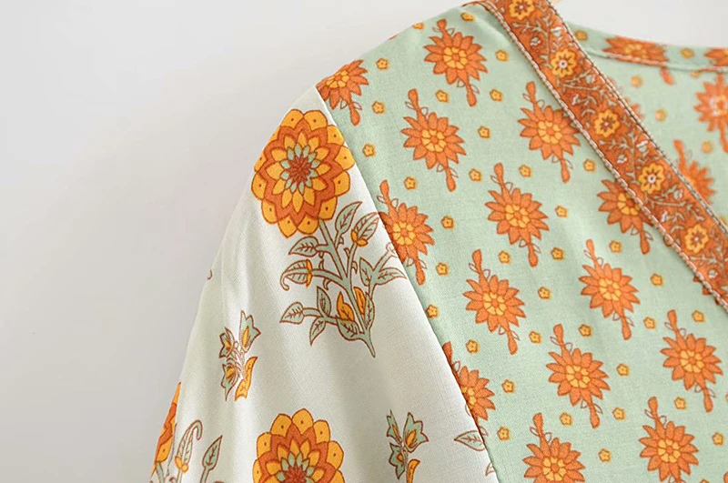 Everkaki Boho блузка с бахромой, женские рубашки с поясом, v-образный вырез, короткий рукав, богемный Топ, женские блузки, лето-осень