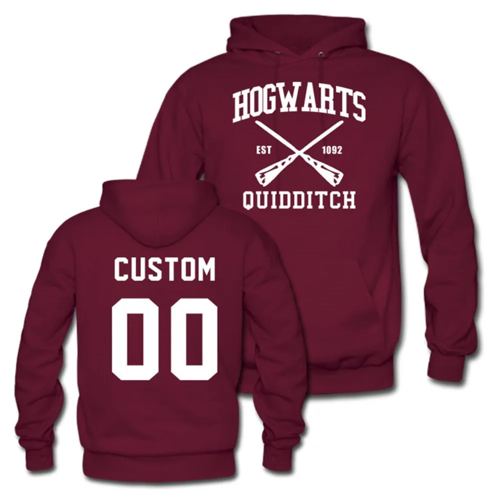 Hogwarts Quidditch Team Hoodie Custom Name Numbers Mens Persionalized Sweatshirts Plus Size S-3XL | Мужская одежда