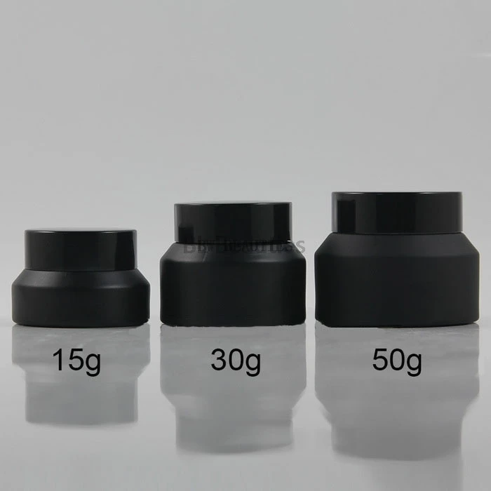 

15G 30G 50G Frosted Cream Glass Jar With Black White Lids White Seal Container Cosmetic Packaging, 15G Glass Cream Pot