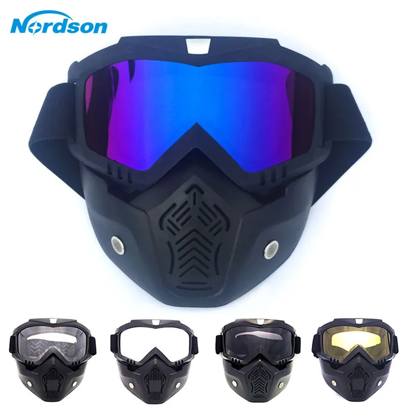 

Съемные мотоциклетные очки Nordson, очки с фильтром для рта, идеально подходят для езды на мотоцикле с открытым лицом, винтажные шлемы, очки