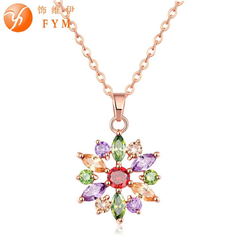 Модное красочное ожерелье и подвески с цветами модная женская цепочка Стразы