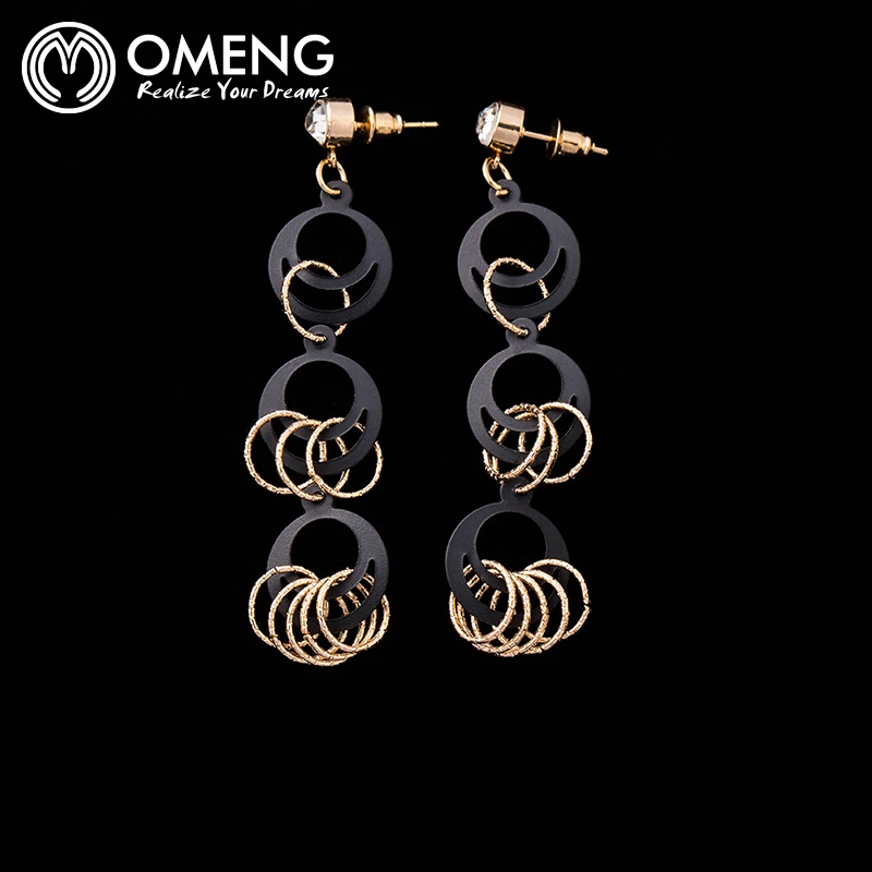 OMENG Черные Длинные Серьги для Женщин Модные Аксессуары Ювелирных Изделий Партии