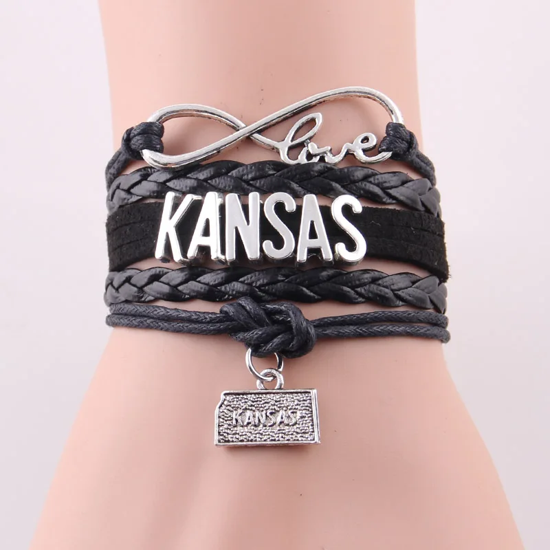 Little Minglou infinity love браслет KANSAS карта географии родного города браслеты мужские и