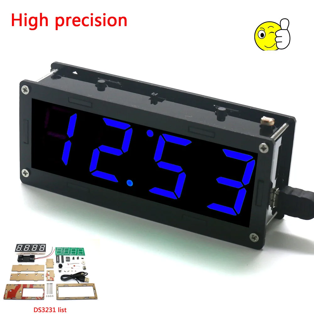Электронный DIY Kit 1 дюйм цифровые часы-трубка комплект высокая точность DS3231 4-разрядный Дисплей с Чехол Diy Kit Электронная