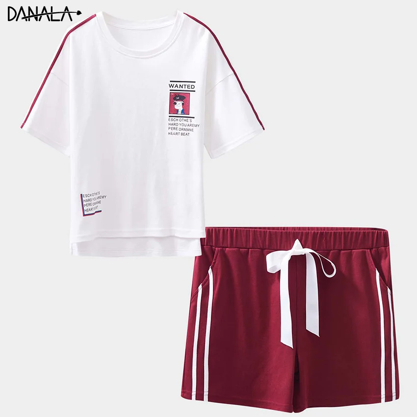 Sleepwear-WH1 DANALA, хлопок, повседневные наборы пижам, женские летние комплекты одежды для сна с коротким рукавом, комплекты для девочек с шортами, домашняя одежда, женские домашние костюмы - Цвет: Sleepwear-WH1